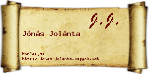 Jónás Jolánta névjegykártya